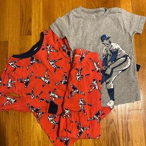 3 piece Carter’s Baseball Theme Pajamas